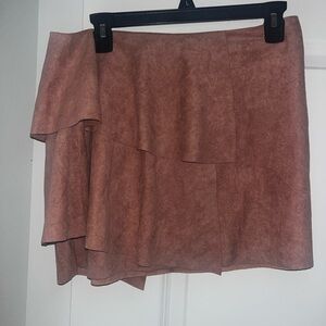 She + Sky Pink ruffle velvet skirt